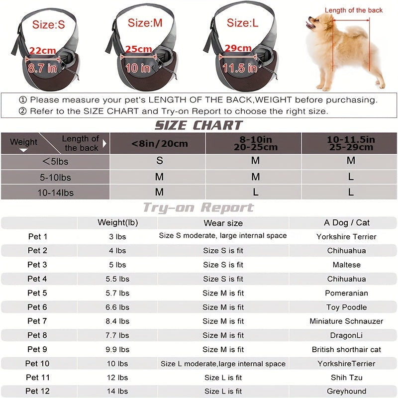 Reflective Pet Sling Carrier Breathable