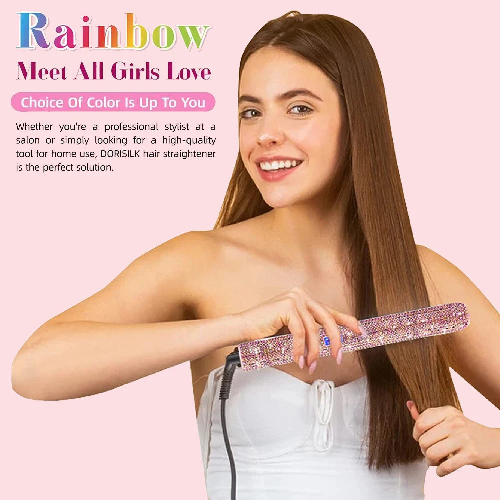 Hair Straightener Rhinestone Ceramic Flat Iron