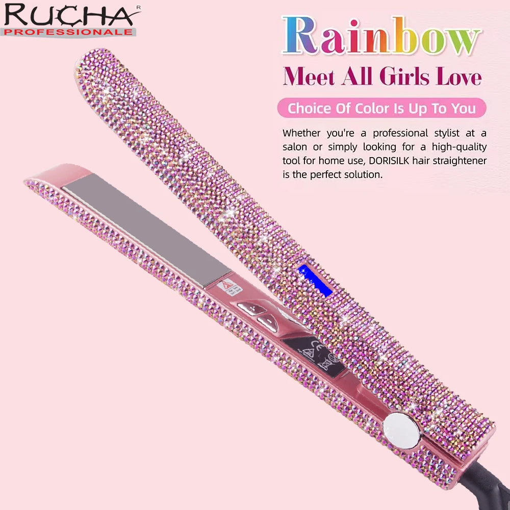 Hair Straightener Rhinestone Ceramic Flat Iron
