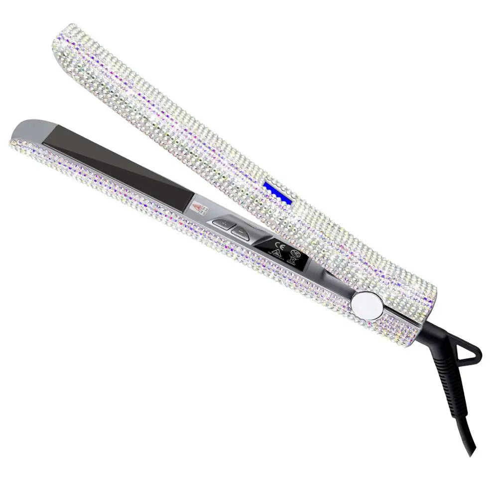Hair Straightener Curler Bling Diamond Flat Iron Rhinestone