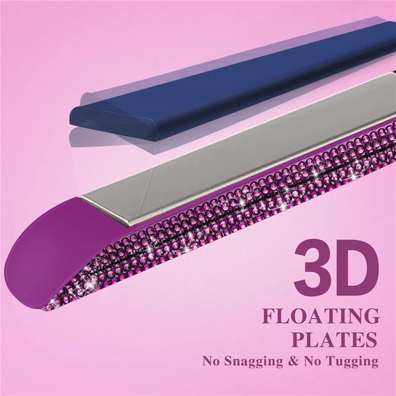 Hair Straightener Curler Bling Diamond Flat Iron Rhinestone