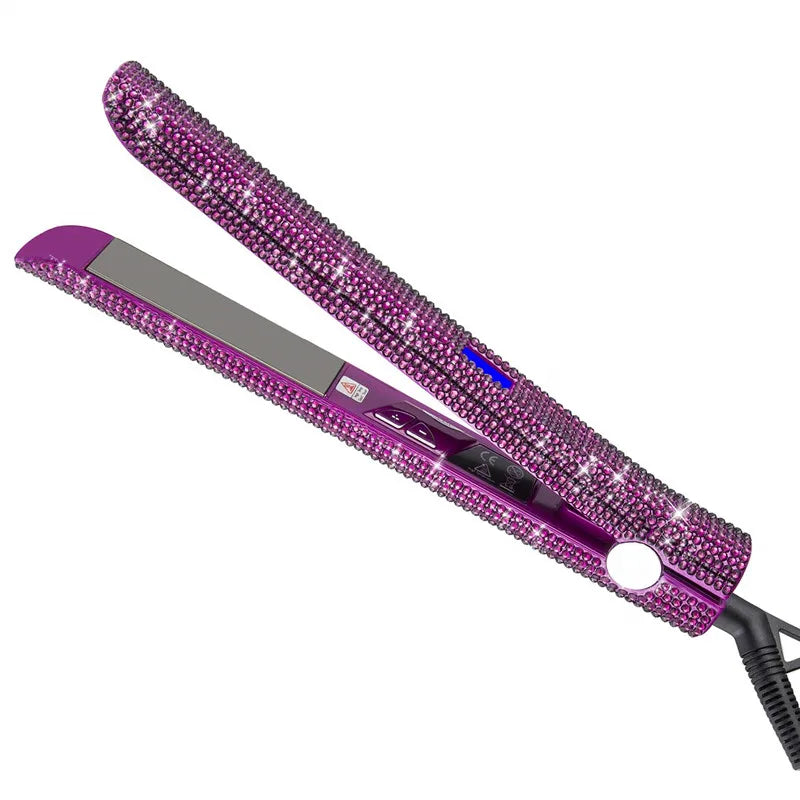 Hair Straightener Curler Bling Diamond Flat Iron Rhinestone