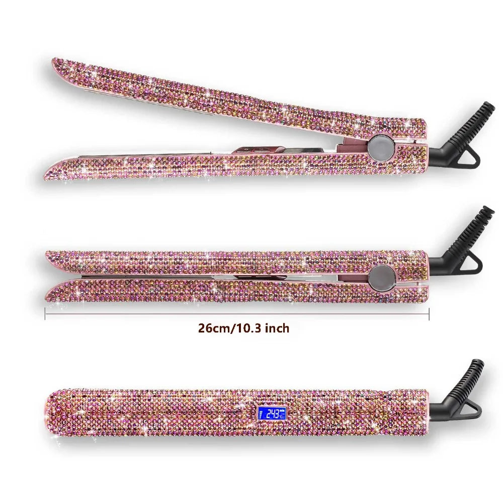 Hair Straightener Rhinestone Ceramic Flat Iron