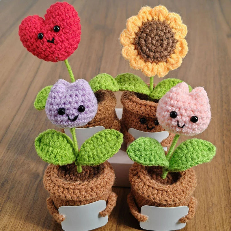 Crochet Flowers Potted Valentine's Day Gift