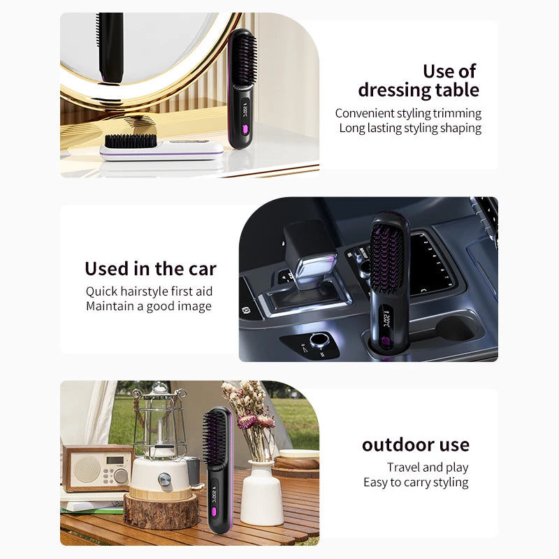 Electric Hot Air Brush Ceramic Hair Straightener Comb