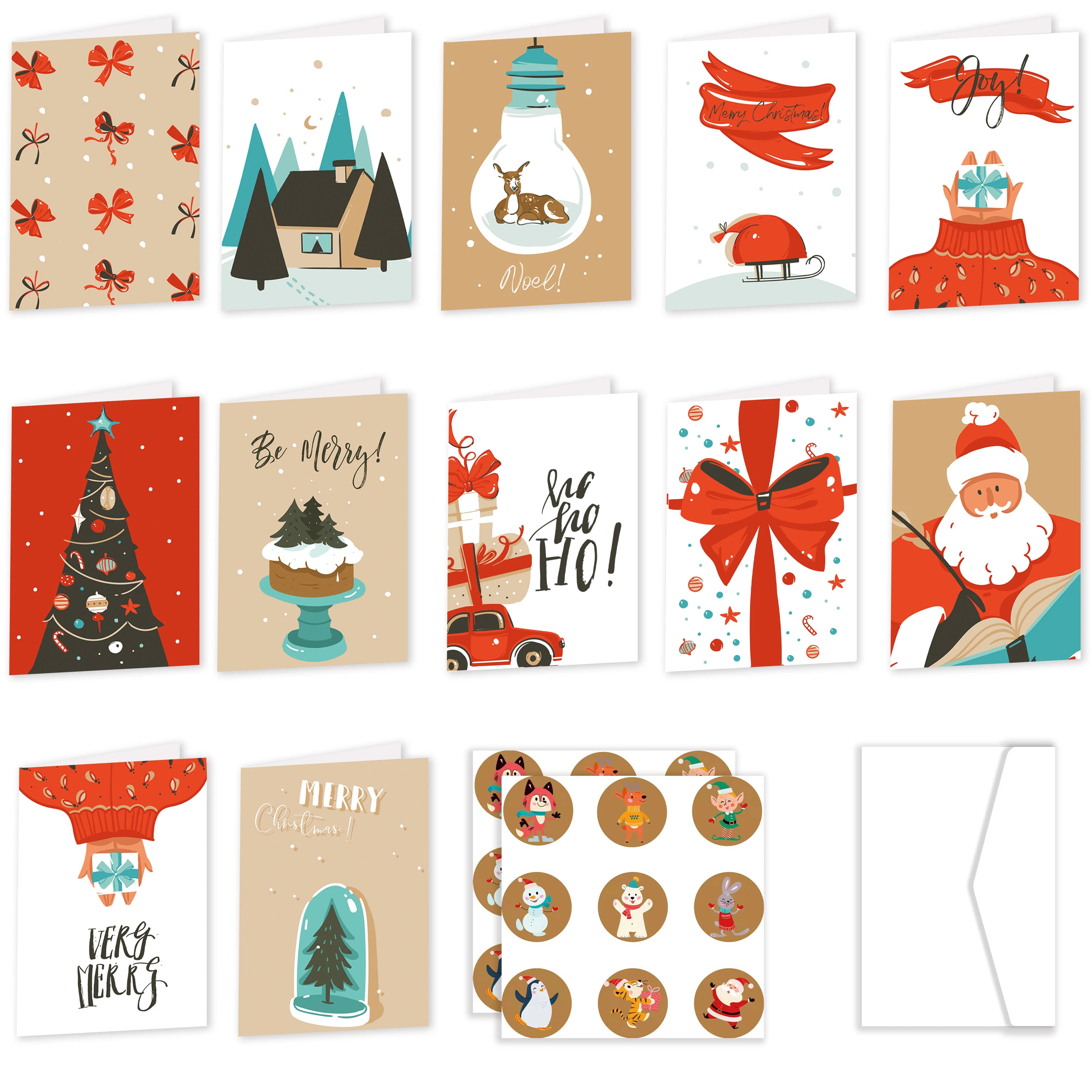 26pcs/1set Merry Christmas Fold Greeting Cards