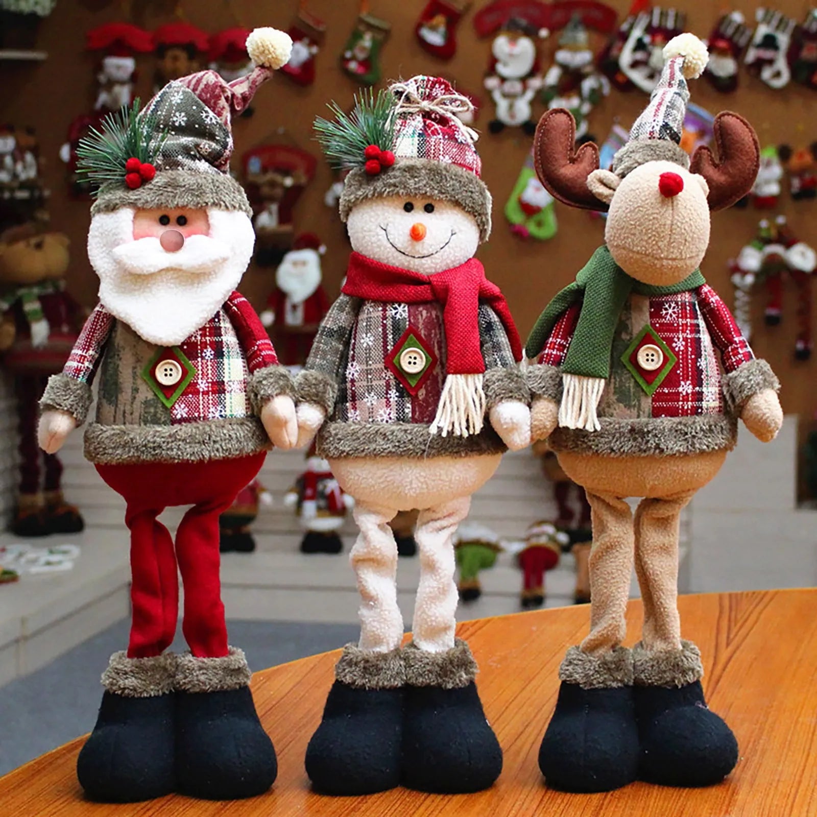 Retractable Santa Snowman doll