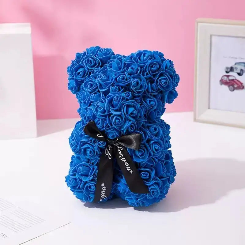 Teddy Rose Flower Bear with Box Romantic Valentines Day