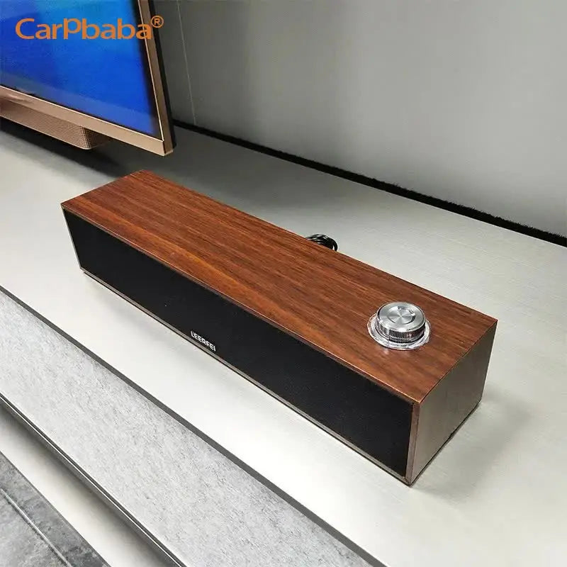 Carpbaba E350M Soundbar Home Theater Wired Bluetooth Speaker Computer Subwoofer Echo Wall Desktop Wooden Soundbox HiFi Stereo
