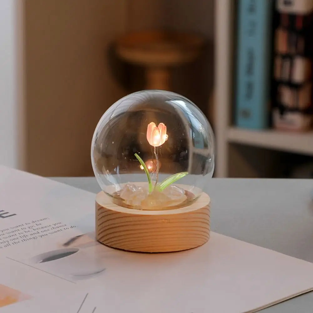 Tulip Night Light Cute Floral Lamp Bedroom Room Decor Valentines Day Gift Lampara Tulipanes Girlfriend DIY Material