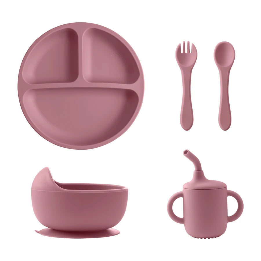 5PCS Baby Silicone Tableware Set