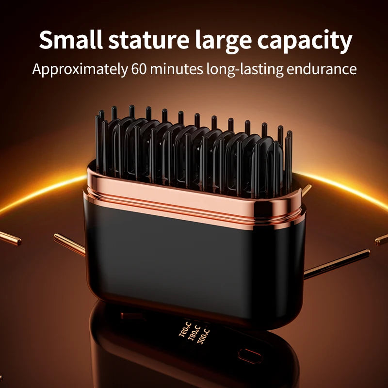 Dual-Use Mini Wireless Electric Hair Brush New Portable Lazy Roll Straightener