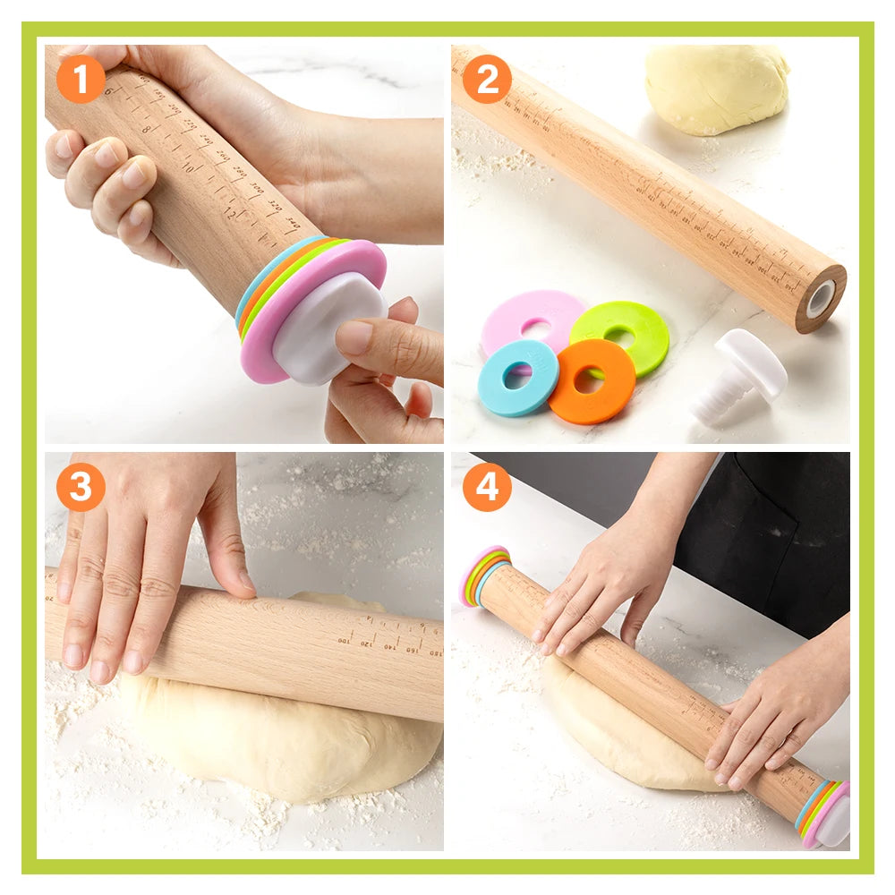 Adjustable Beech Wood Rolling Pin