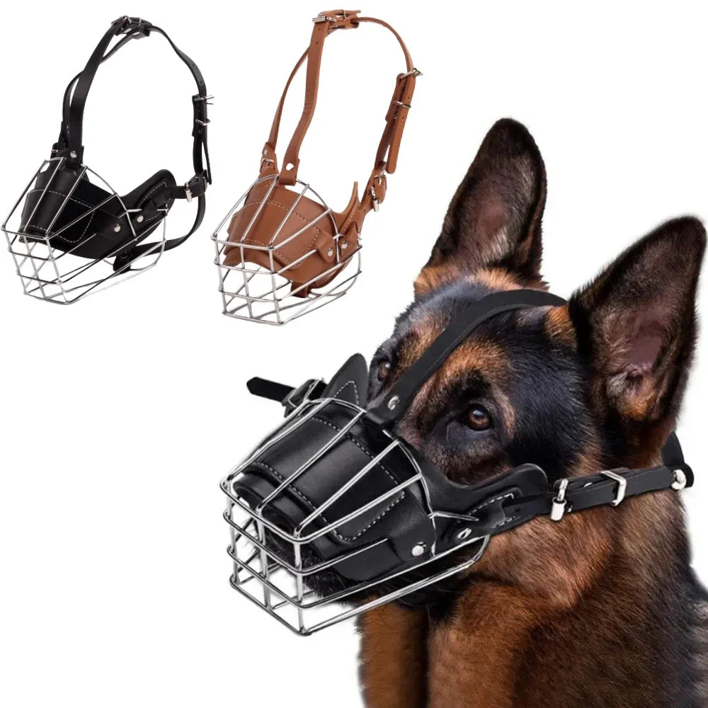 Adjustable Leather Metal  Breathable Dog Muzzle
