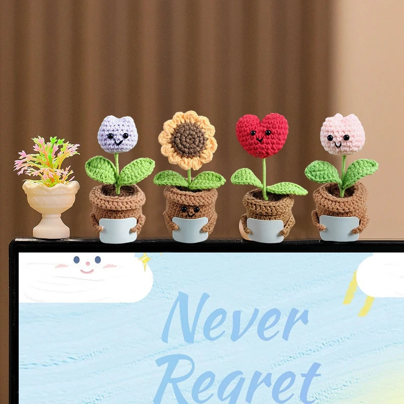 Crochet Flowers Potted Valentine's Day Gift