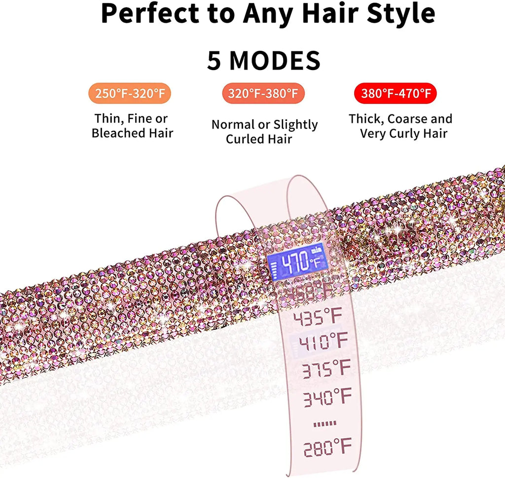 Hair Straightener Rhinestone Ceramic Flat Iron