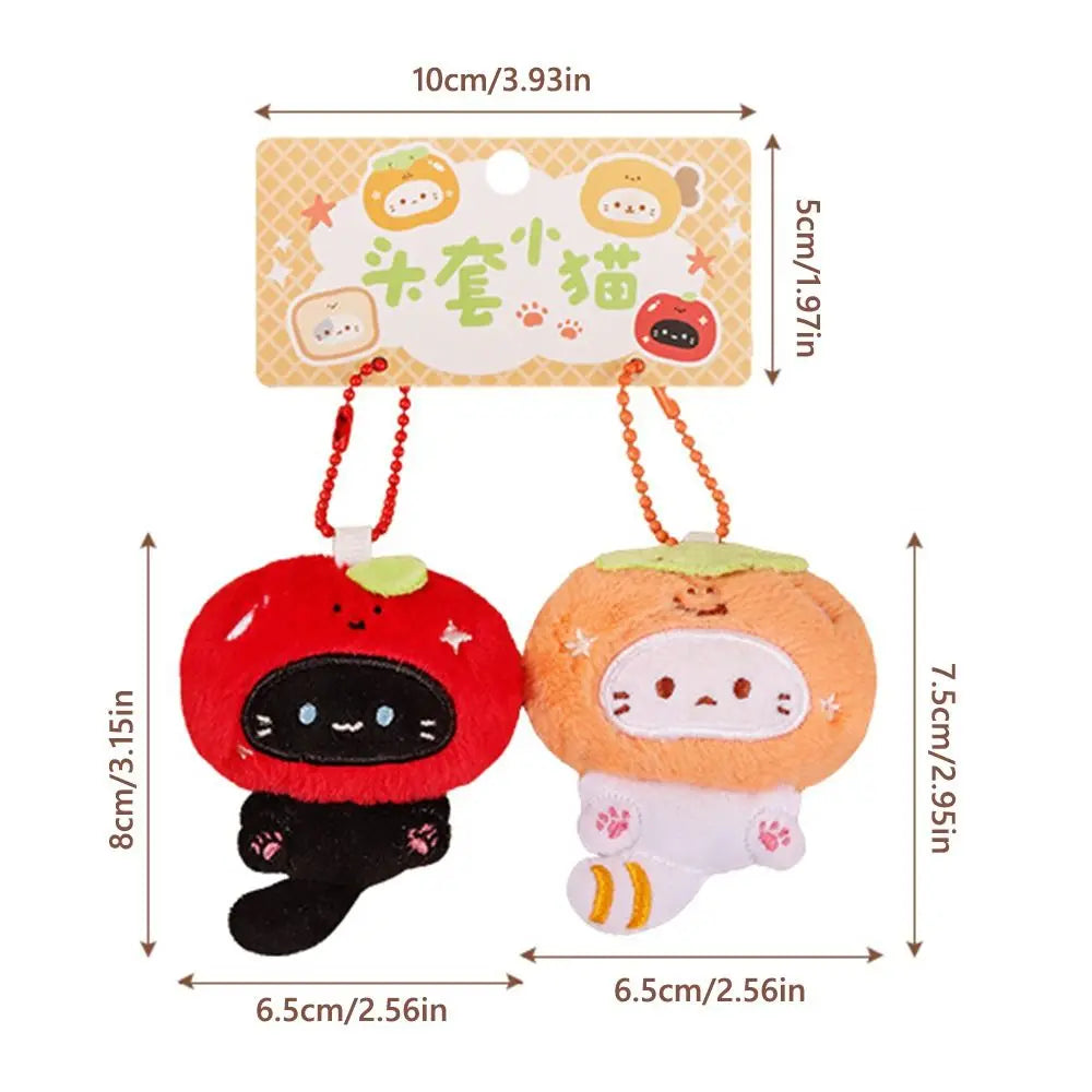 Multicolor Plush Cat Keychain