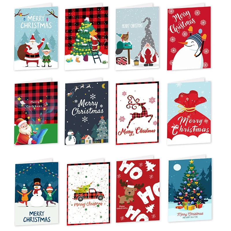 26pcs/1set Merry Christmas Fold Greeting Cards