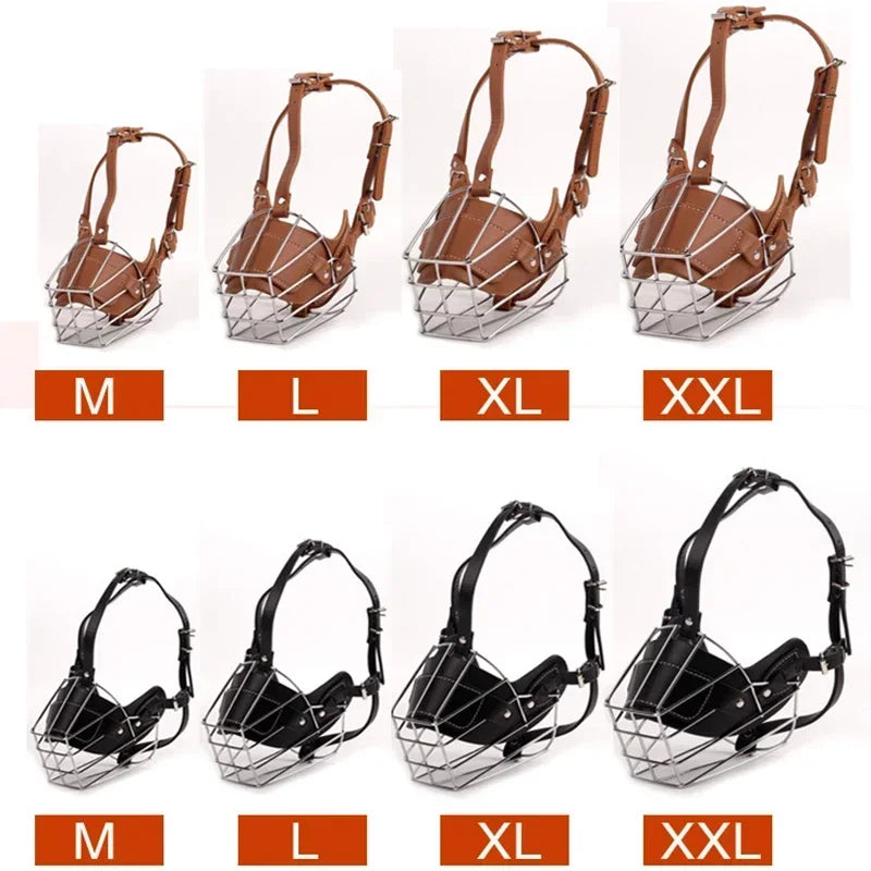 Adjustable Leather Metal  Breathable Dog Muzzle