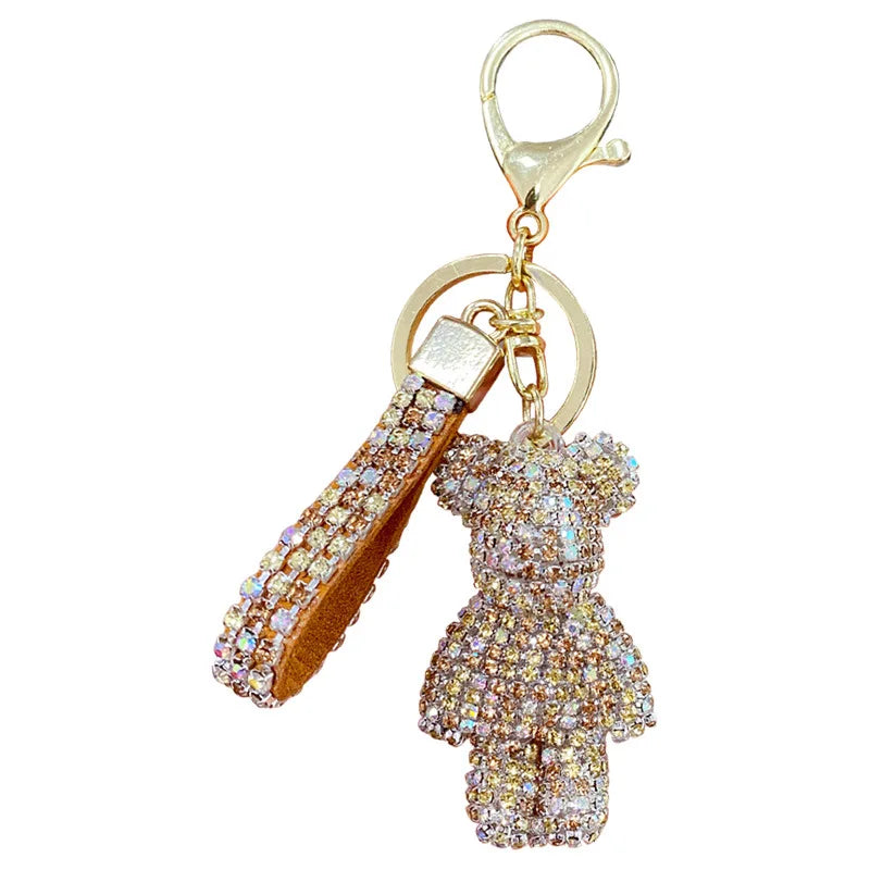 Cute Rhinestones Tassel Bear Keychain