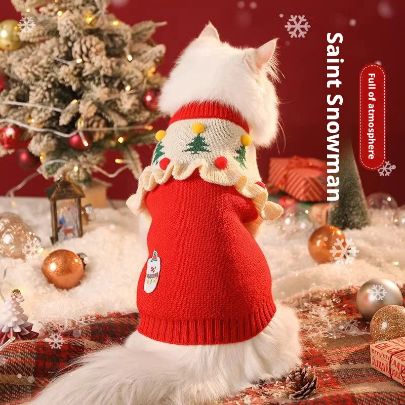 Christmas Pet Cat Costumes Sweater Cute