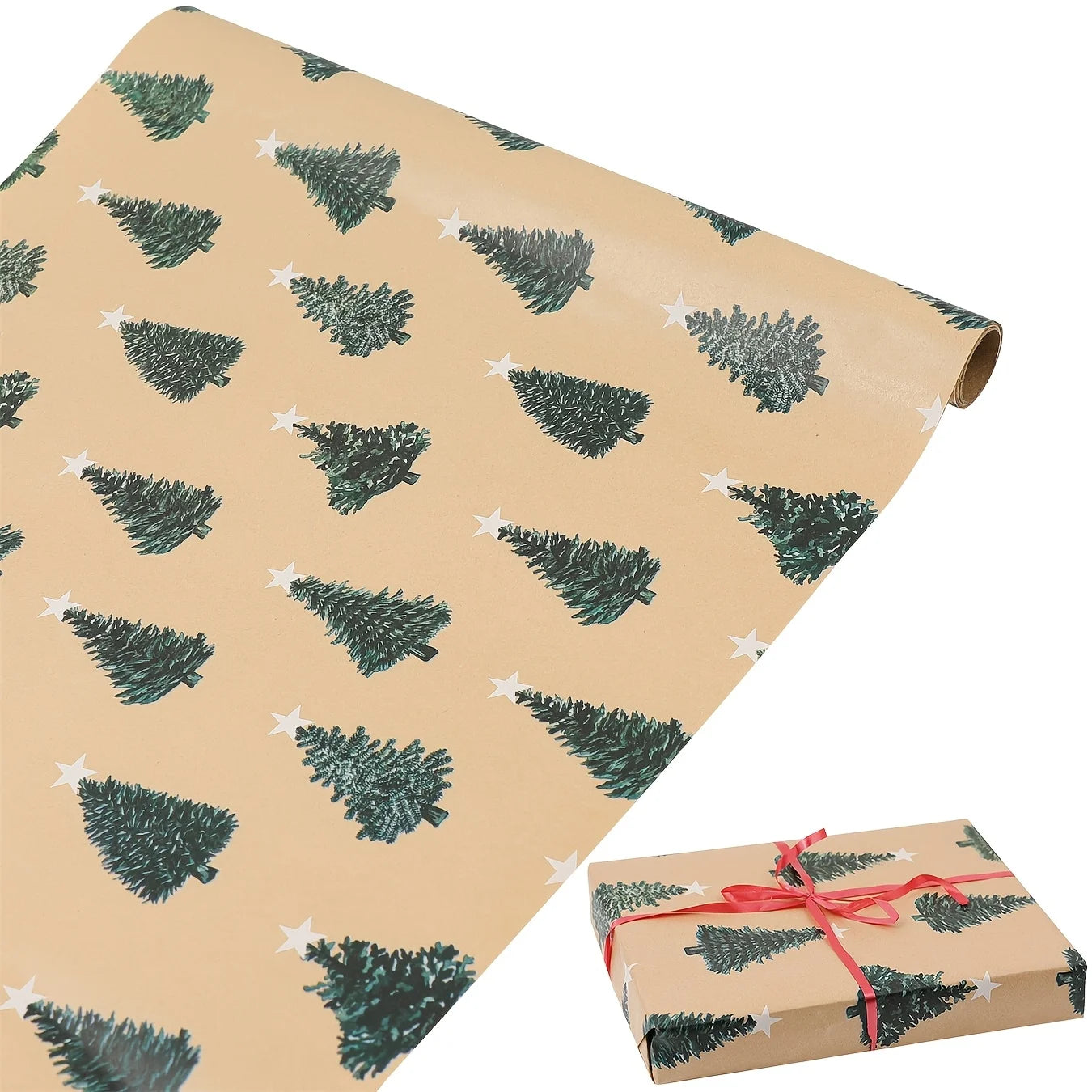 Festive green Christmas wrapping paper