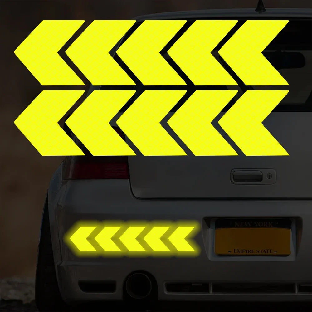 10 Pcs/Set Car Sticker Reflective Arrow Sign
