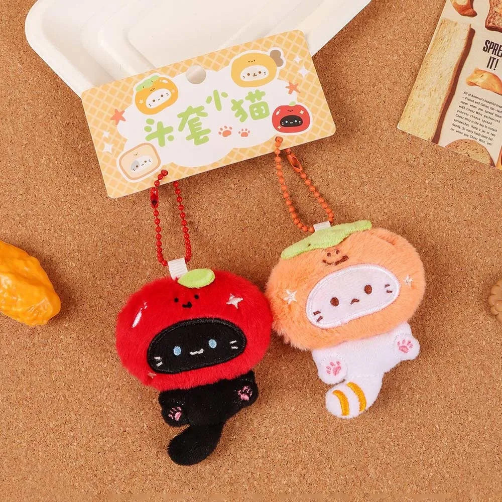 Multicolor Plush Cat Keychain