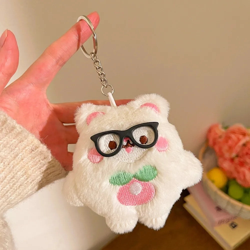 Multicolor Plush Cat Keychain
