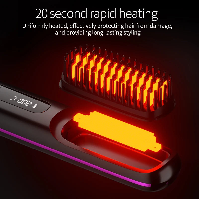 Electric Hot Air Brush Ceramic Hair Straightener Comb