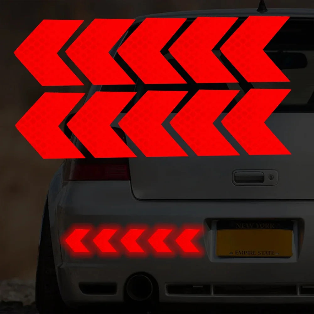 10 Pcs/Set Car Sticker Reflective Arrow Sign