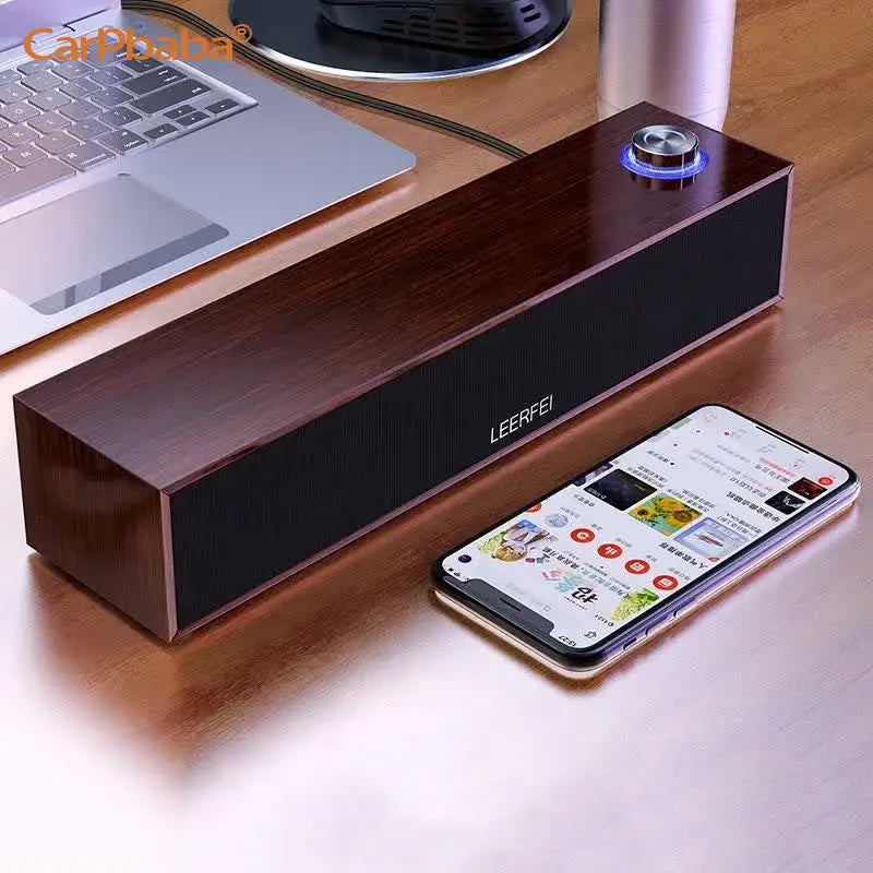 Carpbaba E350M Soundbar Home Theater Wired Bluetooth Speaker Computer Subwoofer Echo Wall Desktop Wooden Soundbox HiFi Stereo