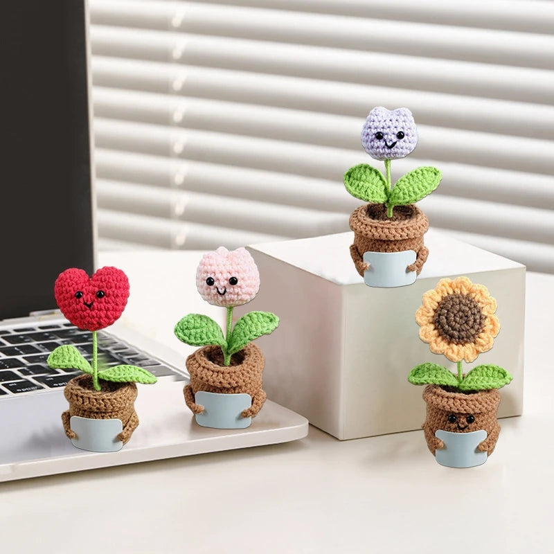 Crochet Flowers Potted Valentine's Day Gift