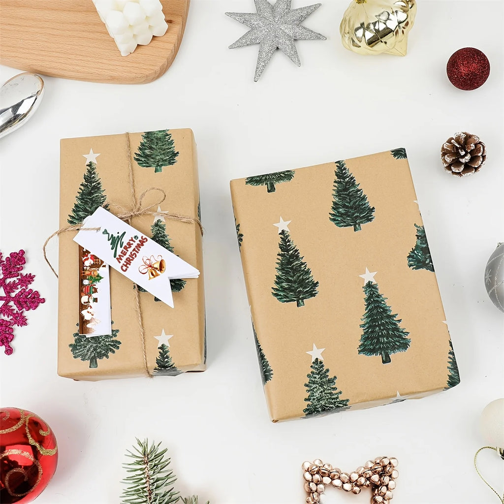 Festive green Christmas wrapping paper