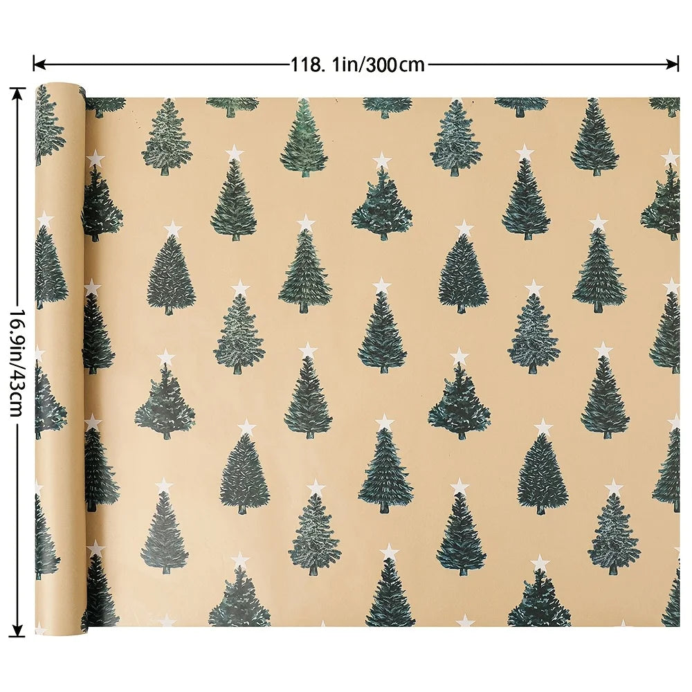 Festive green Christmas wrapping paper