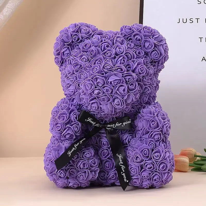 Teddy Rose Flower Bear with Box Romantic Valentines Day