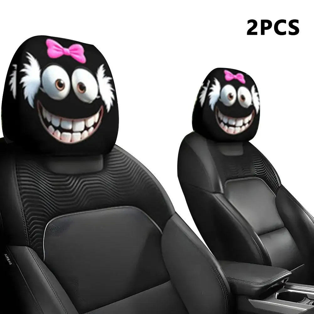 2pc Funny Car Headrest Cover