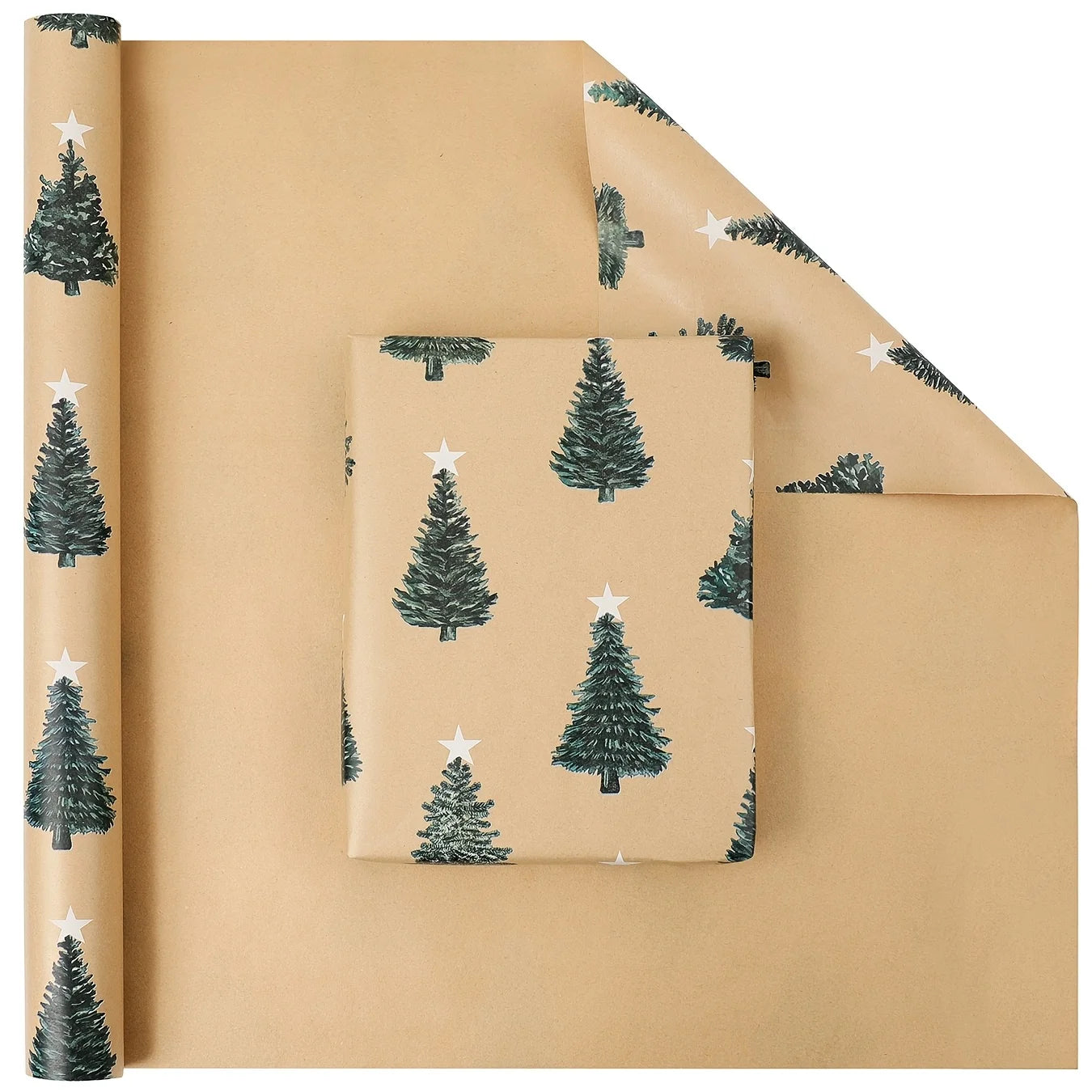 Festive green Christmas wrapping paper