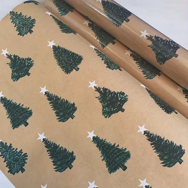 Festive green Christmas wrapping paper