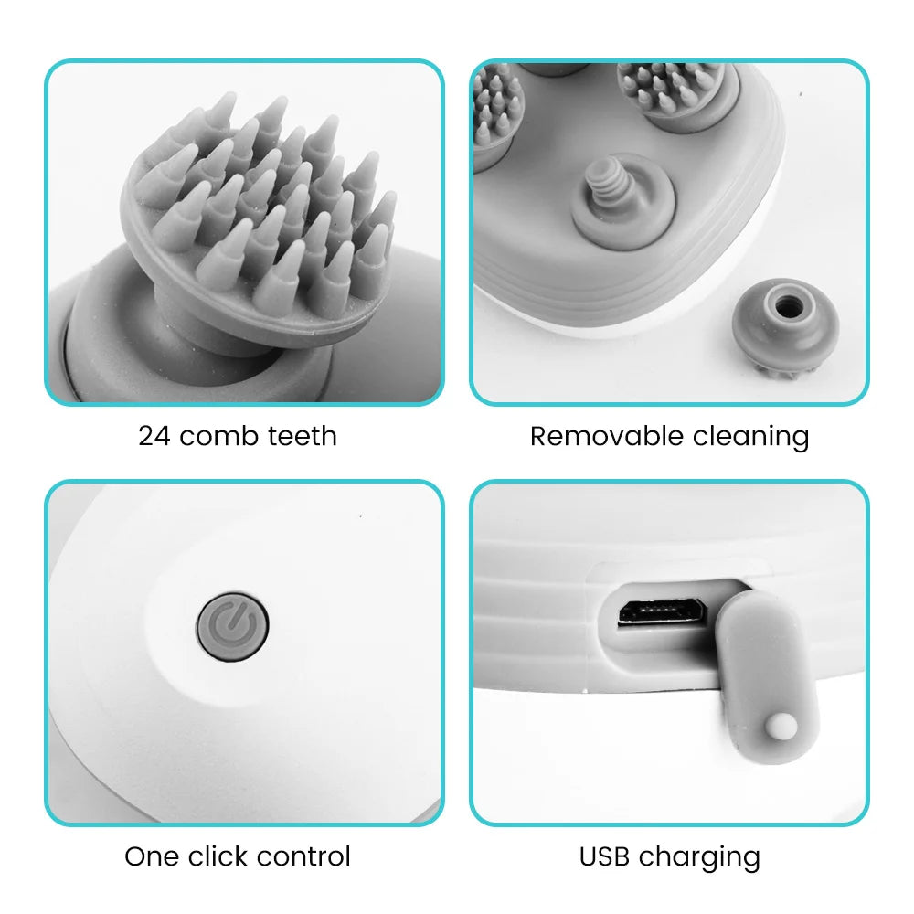 Electric Head Scalp Massager with 4 Kneading Massage