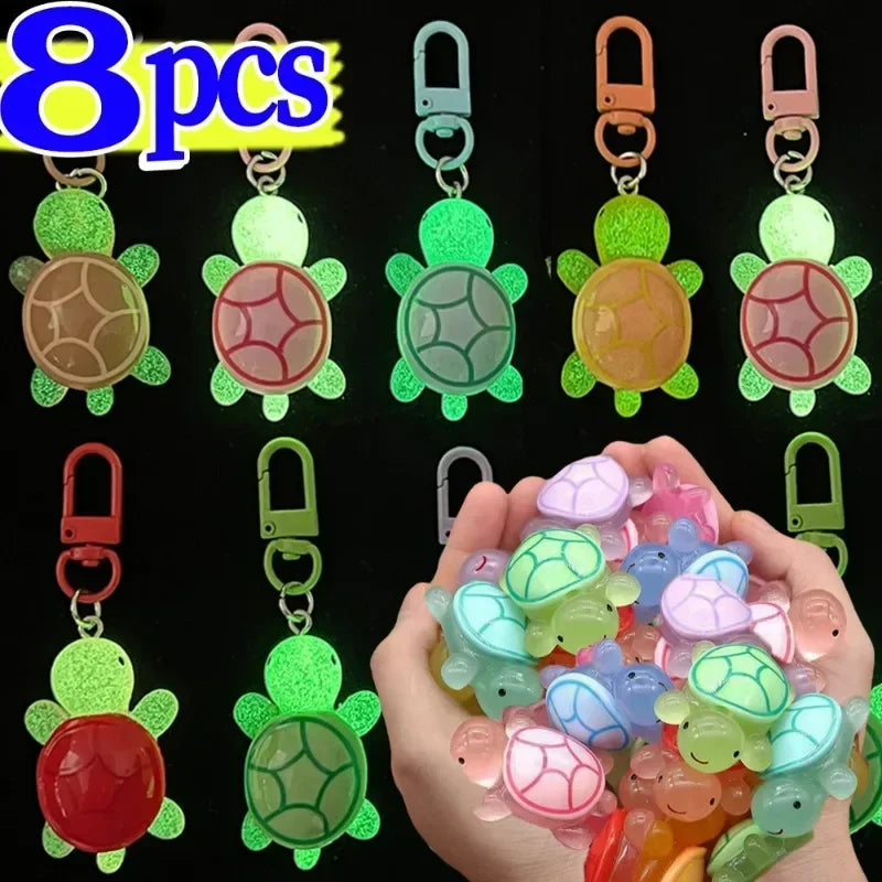 1/8Pcs Colorful Luminous Turtle Keychain