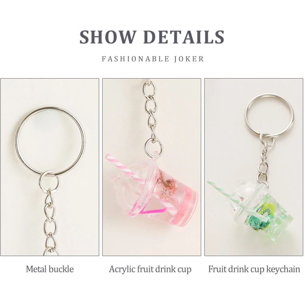 Mini Luminous Fruit Bubble Tea Cup Keychain