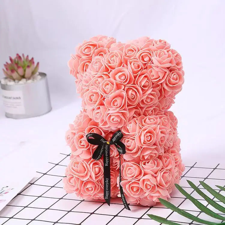 Teddy Rose Flower Bear with Box Romantic Valentines Day