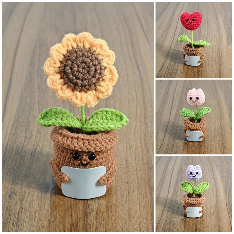 Crochet Flowers Potted Valentine's Day Gift