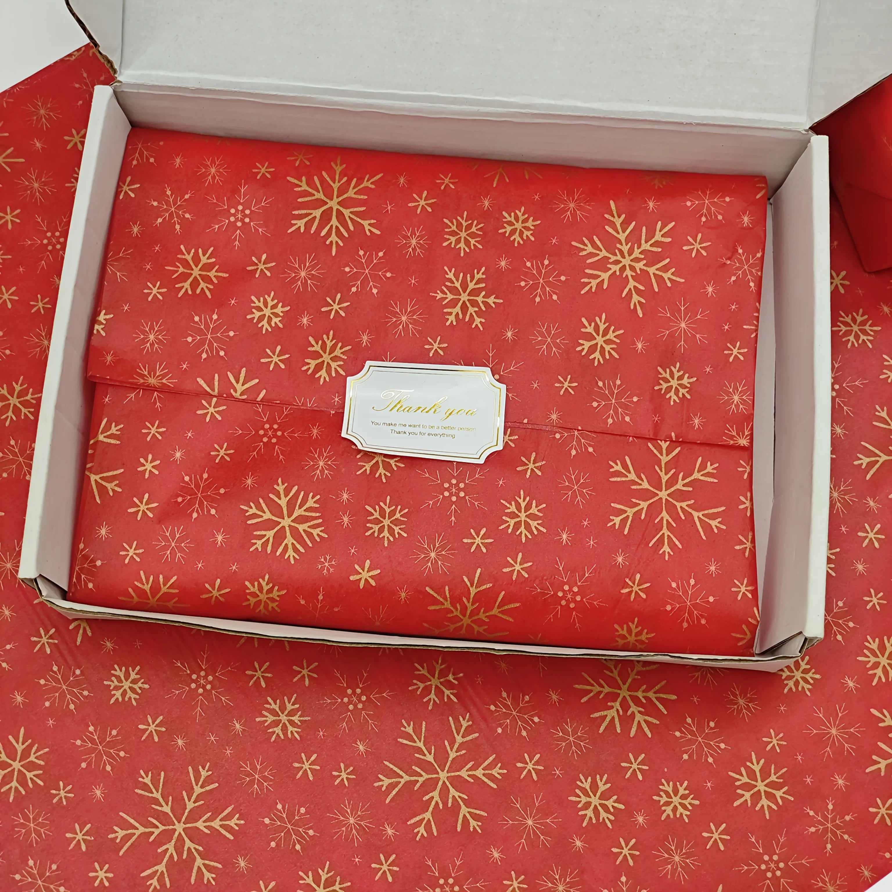 60 Sheets Red & Golden Snowflake Gift Wrapping Paper