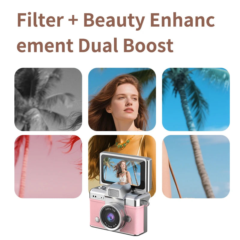 Thumb Camera Pink Vintage Flip-Screen Selfie