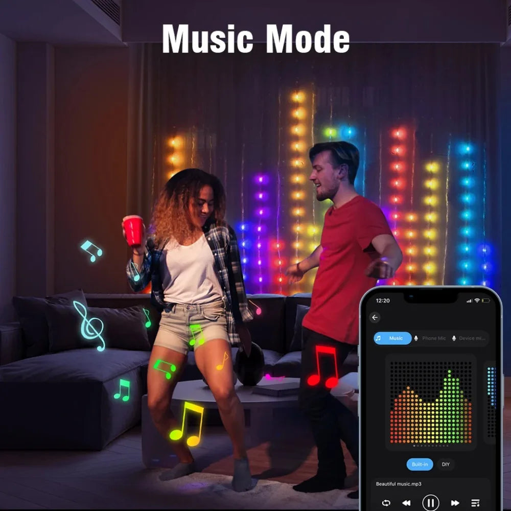 Smart Curtain Lights Waterproof LED