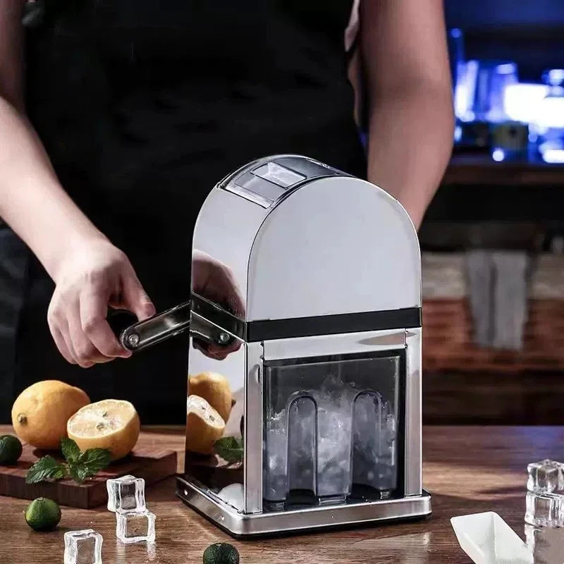Manual Ice Crusher Machine with Stylish Mirrored Finish