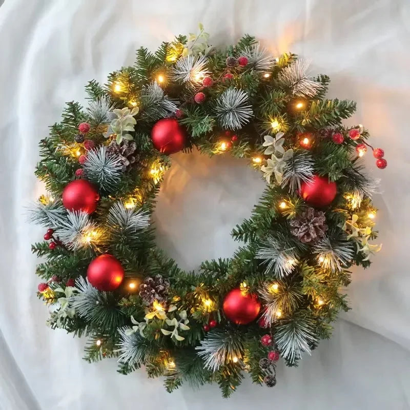 Elegant Red Christmas Wreath LED
