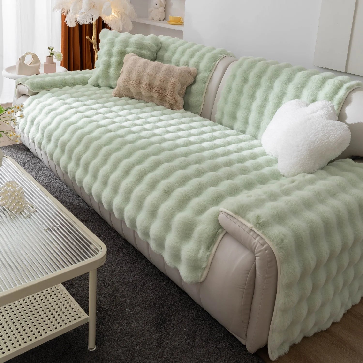 Thicken Imitation Rabbit  Sofa Slipcover